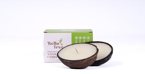 Bella Tree Lot de 2 bougies en forme de bol à la noix de coco grillée et vanille sans plastique