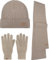 normani Elegantes Winterset aus Merinowolle bestehend aus Mütze, Schal und Handschuhe für Herren und Damen Farbe Beige