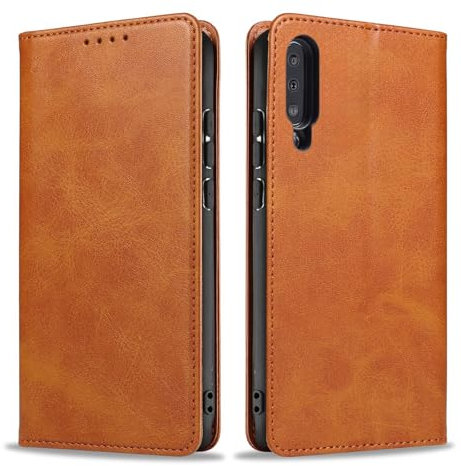 LBH Handyhülle Smartphone-Hülle für Samsung Galaxy A50 Klapphülle Magnetverschluss Kartenfächer Geldfach Standfunktion Case Etui Rundumschutz Schutzhülle Hellbraun