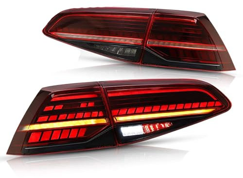 LeLeD Rückleuchten für Auto Bremslichter Blinker und Schlusslichter Passend für VW Golf MK7 Golf 7 5 TSI TDI 2013-2019 Wasserdicht,Staubdicht,Red