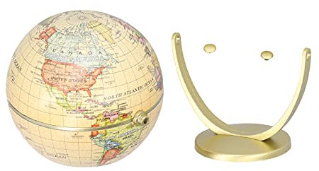 Kavolet Vintage Desktop Globe, Erweitern Sie Ihren Horizont mit Mini World Earth Geography Globe für Zuhause, Schule, Büro, mit Rotierenden Technologie, Lebendige Farben für