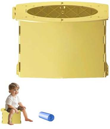 Faltbares Töpfchen Kinder,Töpfchen für Unterwegs,Faltbar Toiletteneimer Reisetoilette,Baby WC Töpfchen,Tragbare Kindertoilette mit Aufbewahrungstasche,Für Auto,Unterwegs Outdoor Und Indoor,Gelb