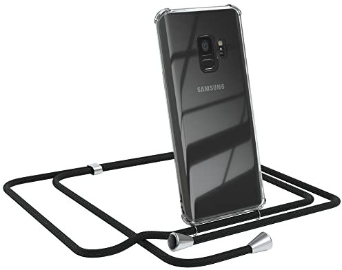 EAZY CASE Handykette kompatibel mit Samsung Galaxy S9 Handyhülle mit Umhängeband, Handykordel mit Schutzhülle, Silikonhülle, Hülle mit Band, Stylische Kette mit Hülle für Smartphone, Schwarz