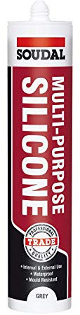 Grey Soudal Trade Silicone Multi Purpose Construction Sealant Acetoxy with Fungicide