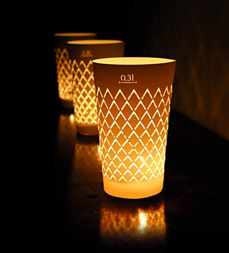 GERIPPTES LICHT 0,3L 10ER SET WEIß, Papierschirm für Gerippte oder Teelichtgläser, Ebbelwoi Teelicht, Deko für Apfelweinliebhaber, originelles Geschenk aus Frankfurt, Hessischer Weihnachtsschmuck