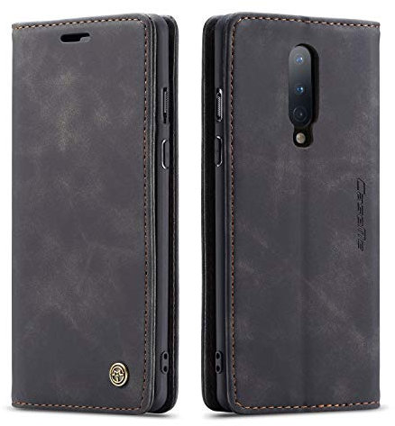 mvced Funda Compatible con OnePlus 8,Funda Móvil Funda Libro con Tapa Magnética Carcasa,Negro