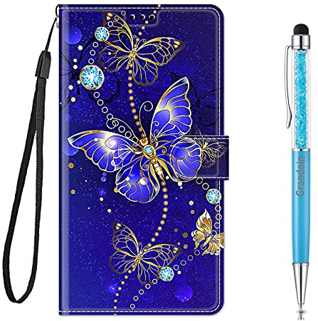 Grandoin Coque pour Xiaomi Redmi Note 8 Pro, Mode Créatif Effet Bookstyle Désign Étui de Protection Housse en PU Cuir avec Portefeuille Fermeture Magnétique Fentes pour Cartes (Papillon 2)