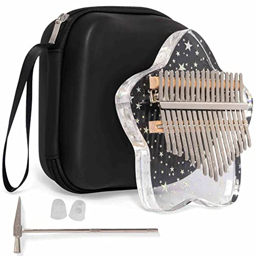 Kalimba Thumb Piano 17 Keys-Star Crystal Acryl Finger Piano-Tragbare Mbira Musikinstrumente Geschenk mit Tune Hammer und Lernanleitung für Kinder und Erwachsene Anfänger