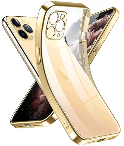 Supdeal Crystal Clear Hülle für iPhone 11 Pro Max, Niemals gelb mit Kameraschutz, Silikon Durchsichtig Handyhülle Weicher Passform, Ultra Dünn und Leicht Case Cover, 6,5, Gold