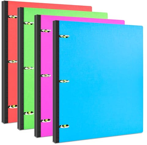 INFUN 2,5 cm Teleskop-Ringbuch – 4 Stück, tragbarer Kunststoffordner mit Teleskoprücken, 3-Ringbuch mit faltbarem Vorderdeckel, hält 21,6 x 27,9 cm Papier für Schule, Büro und Zuhause