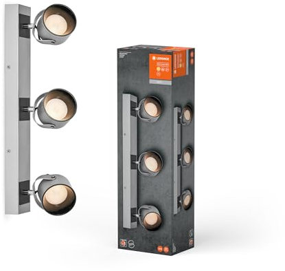 LEDVANCE DECOR SPOT JUPITER, 16,5W, 550lm, silber, Spotleuchte, verstellbare Köpfe, vielseitig anwendbar, Innenraumspot, warmweiße Lichtfarbe, hochwertige Optik, einfache Montage