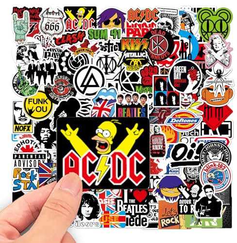 Aufkleber Set, 102 Stück Rock'n'Roll Aufkleber Set, Wasserdicht Vinyl Stickers, Für Erwachsene, Teenager, Auto Fahrrad Motorräder Gepäck Laptop Skateboard Snowboard