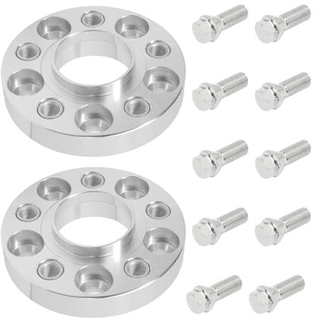 Anlseiod S90-7-20-016-B 2 Silberne Spurverbreiterungen (mit Stufen) A6 Avant (4G5, 4GD, C7) (05/2011-) + 10 Schrauben (20 mm 5-112-66,6 M14*1,5) silberne Kegelschraube 47 mm für audi vw skoda Mercedes