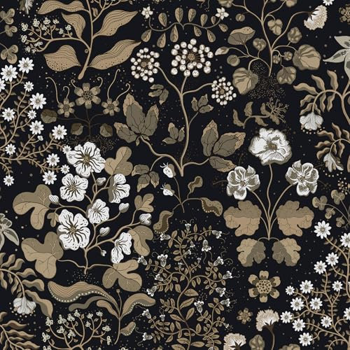 Yomshi Self Adhesive Wallpaper Brown Leaf Wallpaper 44x300cm Peel and Stick Wallpaper White Floral Wallpaper Vintage Wallpaper Waterproof Removable Vinyl for Living Room Bedroom Furniture