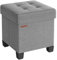 SONGMICS Storage Ottoman, Foldable Small Ottoman Foot Rest, 38 x 38 cm Foot Stool, Ottoman with Storage, Load up to 300 kg, for Living Room, Bedroom, Dorm, Dove Grey LSF014G52