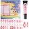 EBANKU 78Pcs 3 Pack Press on Nails kids Children Acrylic Fake Nails Cute Full Cover Short Stick On False Nail Kits Set for Little Girls with Nail Glue