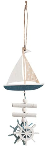 Fensterdeko Hängend, Deko Frühling Boot und Fisch Fenster Hängedeko, Maritime Deko Holz Anhänger Ganzjährig, Fensterschmuck Frühling, Frühling Deko Windspiel Dekoanhänger Geschenk (D)