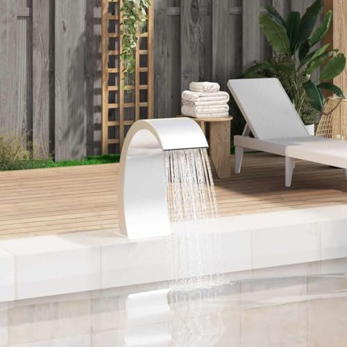 Emmtore Pool-Wasserfall 22x60x70 cm Edelstahl 304 Schwalldusche Wasserschwall Wasserfontäne Wasserspiel Schwimmbecken Pool Fontäne mit Zubehör