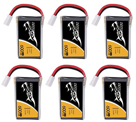 Tattu 1S Lipo Batterie 600mAh 3,7V 30C 1S Batterie avec connecteur Molex pour Blade SR120/mQX/QX180(6 Pièces)