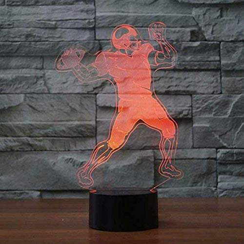 Jinson well 3D rugby fußball Lampe optische Illusion Nachtlicht, 7 Farbwechsel Touch Switch Tisch Schreibtisch Dekoration Lampen Acryl Flat ABS Base USB Spielzeug