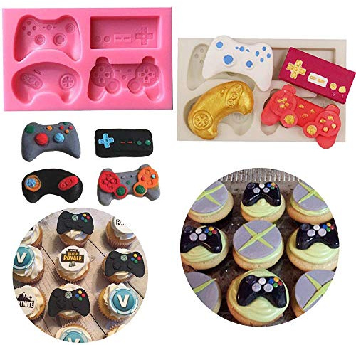 Hi-Party Lot de 2 moules à gâteau en silicone en forme de manette de jeu vidéo pour décoration de cupcakes, idées de fête à thème