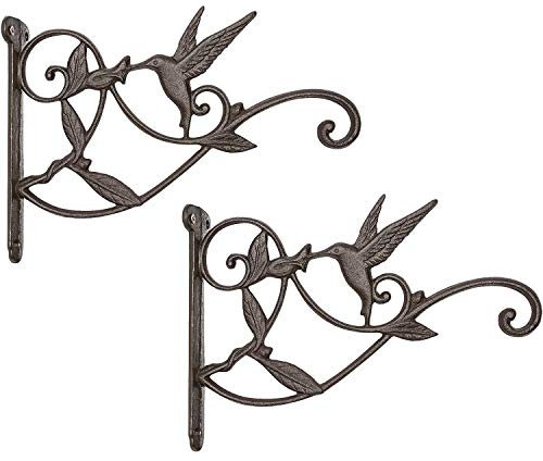 Mkono Hanging Plant Bracket Hook Iron Decorative Plant Hanger for Flower Basket Bird Feeder Wind Chime Lanterns, 2 Pack