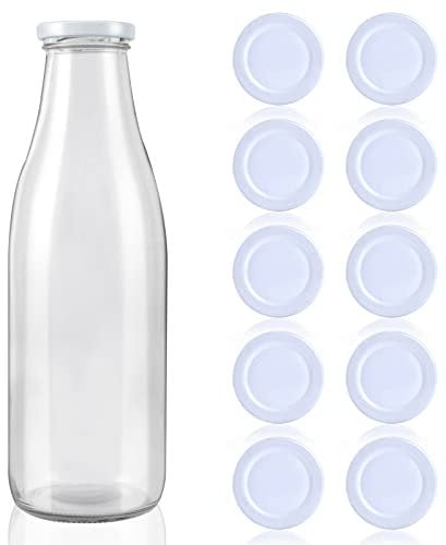 50 Stück 1l Milchflaschendeckel 50 mm Twist-off Ersatzdeckel weiß für Glasflaschen Milchflaschen Marmeladengläser