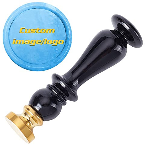 craspire Individueller Wachssiegelstempel Personalisiertes Logo Design Bild Foto Gravierter Schwarzer Holzgriff Messingkopf 25mm Siegelstempel Für Einladungen KartenGeschenk Geschäft Danke (#2)