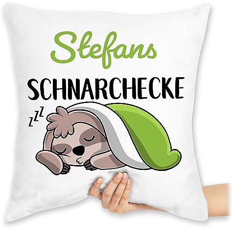 Kissen 40x40 Zierkissen - Schnarchecke Faultier I Geschenk Faultier - 40 x 40 cm - Weiß - Schnarchen Motiv schnarch namensdruck Geschenke für schnarcher schnarchecken schnarchplatz