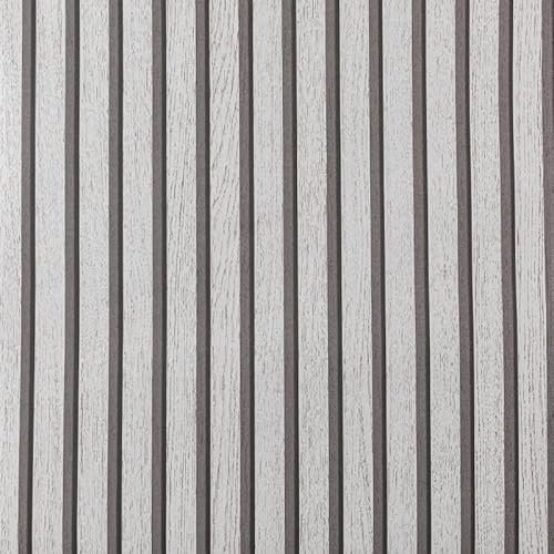 Trafagala 53 * 950cm Wood Slats Panelled Wallpaper - Natural Wooden Slat Wallpaper Roll - Modern Realism Contemporary Feature Wall - Grey
