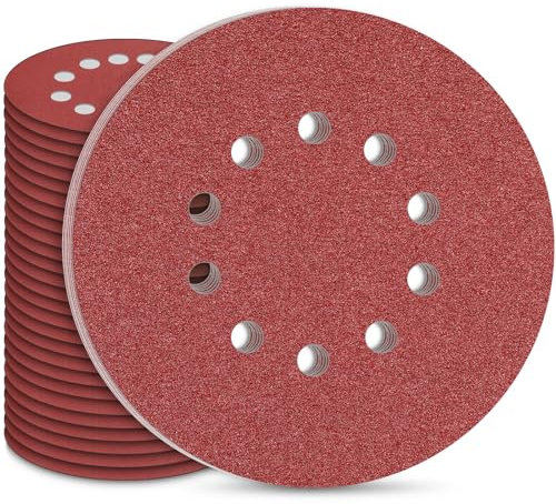 STEBRUAM Schleifpapier 225mm Klett, 30 Stück 10 Loch 225mm Schleifscheiben Körnung P80 für Trockenbauschleifer Schleifgiraffe Langhalsschleifer Schleifen Giraffe