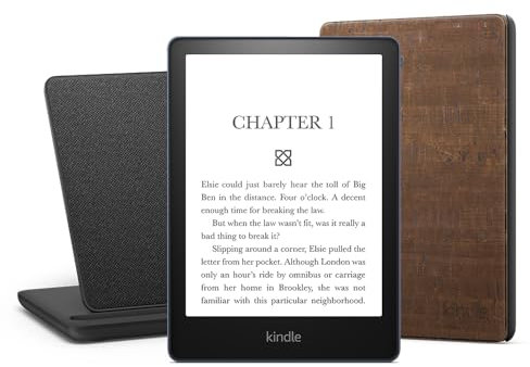 Kindle Paperwhite Signature Edition Essentials Bundle including Kindle Paperwhite Signature Edition, Blue - Wifi, Without Ads, Amazon Cork Cover, and Wireless Charging Dock