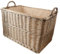 Arthur Cameron Wicker Log Basket with Lining and Handles (62x40x37cm) Medium Sturdy Storage Basket perfect for Toys, blankets, hallway, garage, living room, bedroom or office