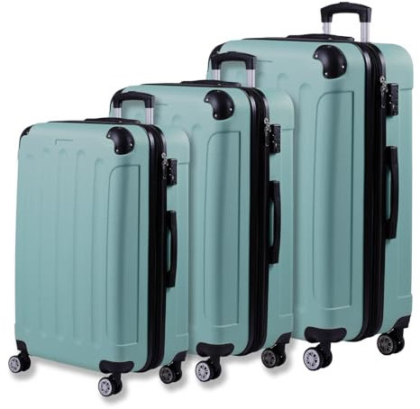 3er Kofferset - Robuste ABS- Hartschalenkoffer, TSA-Zahlenschloss, erweiterbare Kapazität - in M, L, XL - Eckenschutz, 360° drehbare, leise Doppelräder & Teleskopgriff, Handgepäcktauglich & stapelbar