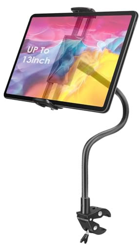 EEEKit Laufband Tablet Halter, Schwanenhals Fahrrad Lenker Halterung Klemme für 4.7-13 Zoll Gerätes, für Stationäre Fahrrad, Heimtrainer und Trainingsgeräte