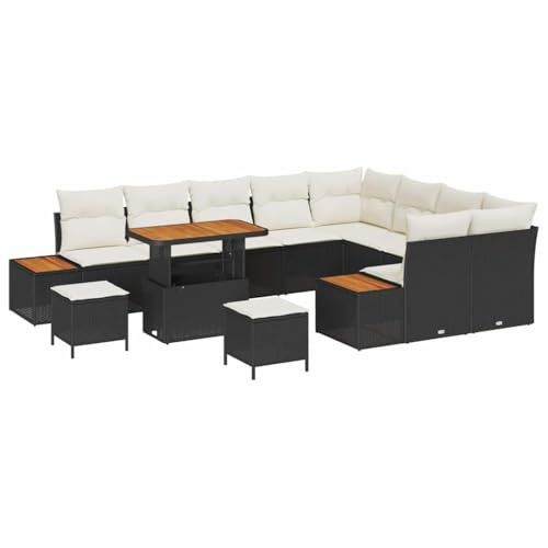 vidaXL Gartensofa-Set 12 STK. Schwarz Poly-Rattan