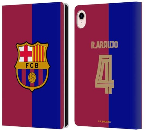 Head Case Designs sous Licence Officielle FC Barcelona Ronald Araújo 2024/25 Joueurs Home Kit Étui Portefeuille en Cuir Compatible avec Apple iPad Mini (2021/2024)