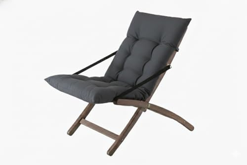 fiam LINDA SOFT - Gartensessel, Gestell aus Buchenholz, Farbe Walnuss und Entspannungsmatratze (schwarz)