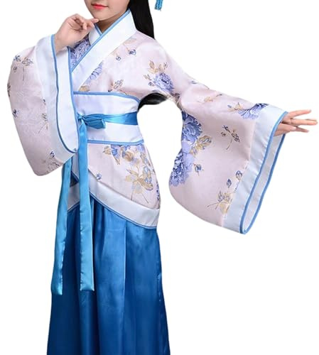 Hanfu Costume traditionnel chinois pour fille ancien Costumes accessoires avec jupe midi Halloween Carnaval Cosplay Kimono Japonais Enfants, Fille Robe Geisha Peignoir Spa, Enfants Déguisements#130f