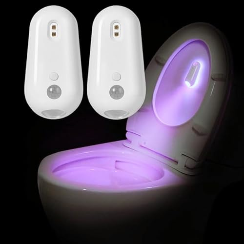 Iryreafer Original Motion Sensor UV Toilet Night Light, 16 Colors Body Motion Sensor Toilet Bowl Seat Lamp, USB-C Chargeable, Adjustable Motion Activated Toilet Night Light for Any Toilet (2)
