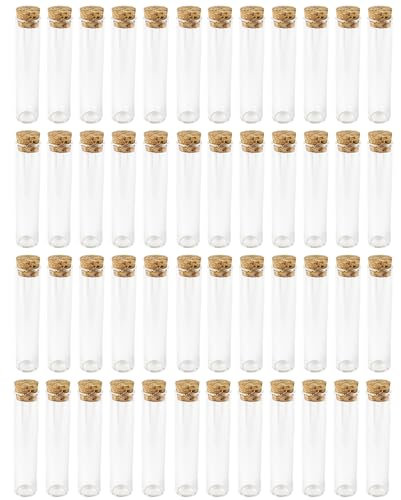 ideen mit herz Lot de 48 tubes à essai avec bouchon en liège | Verre de haute qualité | Hauteur 10 cm (sans bouchon) | Extérieur Ø2,2cm | Intérieur Ø1,7cm | Se debout grâce au fond plat