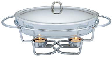 KINGHOFF Speisewärmer mit Glaseinsatz Warmhaltebehälter Kammer Silber (3.0L)