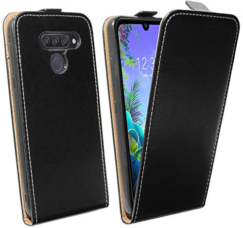 cofi1453® Flip Case kompatibel mit LG Q60 Handy Tasche vertikal aufklappbar Schutzhülle Klapp Hülle Schwarz
