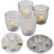 LS-LebenStil 4X Glas Teelichthalter Retro Weiß Klar-Glas 7cm Windlicht-Halter Kerzenständer