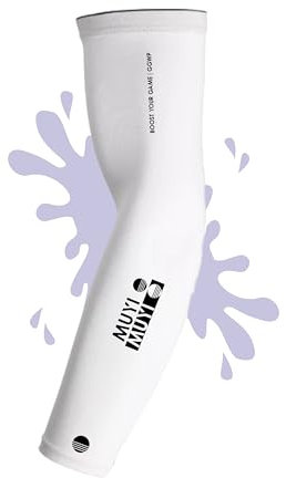 MUYI Gaming Sleeve - Arm Sleeves/Stulpen - Herren/Damen - Für Handball, Volleyball, Basketball, Rennrad - Sport Ärmel - Esport Zubehör - Compression Armlinge - Weiss L