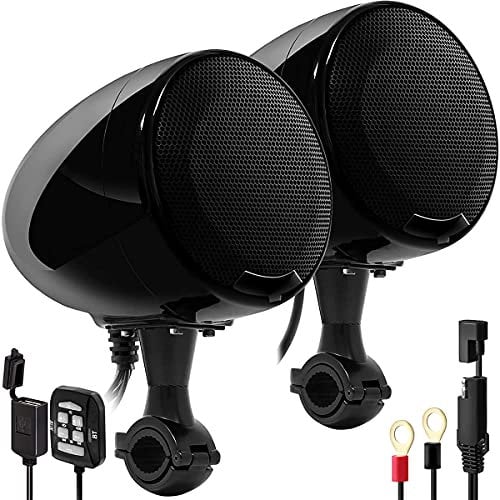 Aileap 600W Amplificador Incorporado de 2 Canales 4.5 Rango Completo Impermeable Bluetooth Motocicleta Altavoz estéreo Audio Radio Reproductor de MP3 Sistema con USB AUX (Black)