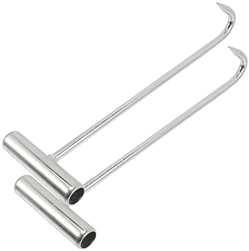 Housoutil Kanaldeckelheber, 2stück Gullideckel Haken, Eisen Schachthaken,29cm Schachthaken Kanaldeckelheber
