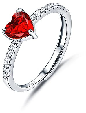 JeweBella Herz Ring Silber 925 für Damen Eleganter Zirkonia Ring Verstellbar Freundschaftsring Trauringe Verlobungsring Eheringe Promise Ring Schmuck Geschenk
