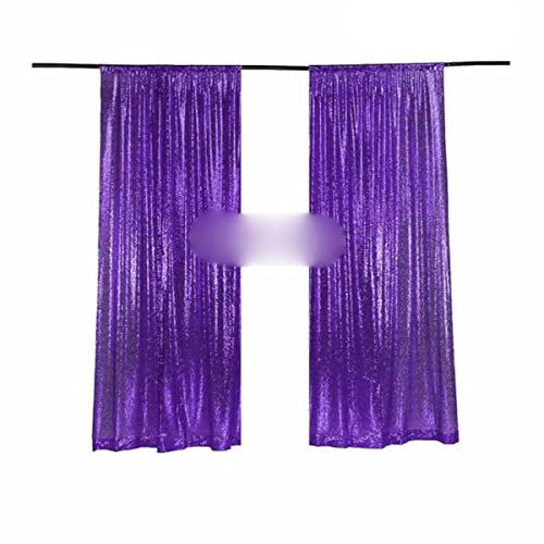 2 Paneele 2 ft x 8 ft Silber Schimmer Pailletten Stoff Photo Booth Hintergrund Pailletten Vorhänge Fotografie Hochzeit Party Hintergrund Dekor-Lila,XS-2pc 2x3ft-60x90cm