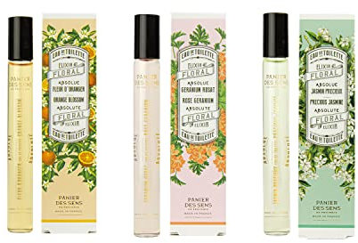 Geschenk für Frauen - Panier des Sens - 3er Pack Roll-on Parfüm Damen - Orangenblüte + Jasmin + Geranie - Körperparfüm für Frauen - Blumiger Duft - Eau de parfum aux Absolues de Parfum - 3 x 10ml